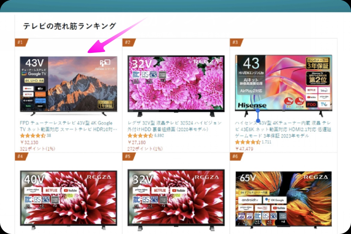 Amazon売れ筋ランキング:テレビ トップ1